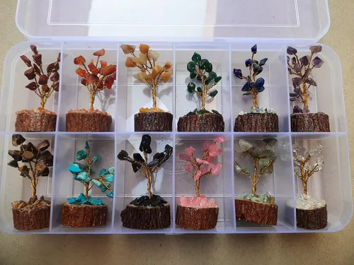 Vista 2 de Caja de árbol de cristal, caja misteriosa de cristal, hermoso árbol de cristal pequeño, caja de árbol de piedras preciosas, caja de árbol de dinero