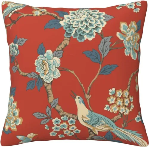 Vista 12 de Chinoiserie - Funda de almohada de lino azul de 16 x 16 pulgadas, fundas de almohada de lino para sofá, automóvil, sala de estar, dormitorio