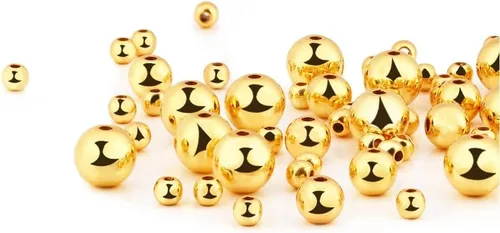 Vista 4 de 1200 piezas de cuentas redondas doradas espaciadoras lisas con forma de bola sueltas para pulseras, 4 mm, 6 mm, 8 mm
