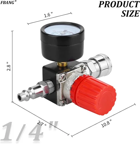 Vista 8 de Regulador de presión del compresor de aire con indicador de dial, medidor de aire de 0-175 PSI para compresor de aire y herramientas de aire