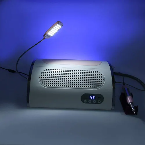 Vista 9 de Aspiradora 3 en 1 para secadora de uñas, dispositivo de curado para manicura + ventilador de extracción de polvo para diseño + luz LED, herramienta