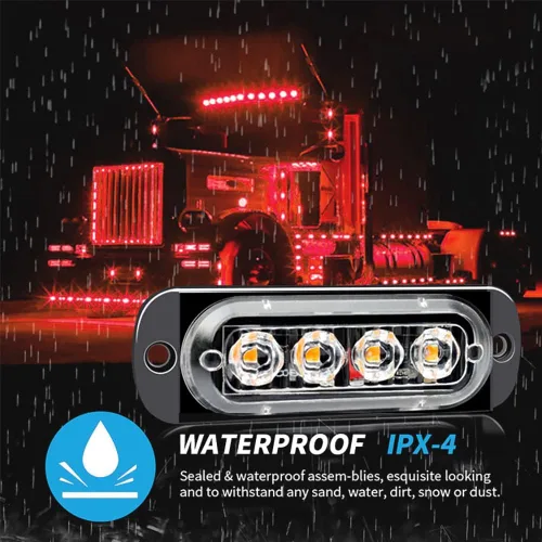 Vista 7 de Riloer 4 luces LED de advertencia superbrillantes de emergencia para remolques, camionetas, camiones, automóviles, SUV, RV, camionetas, etc. (rojo)