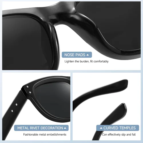 Vista 4 de Colrea Gafas de sol polarizadas de moda para mujer, montura cóncava cuadrada, protección UV400