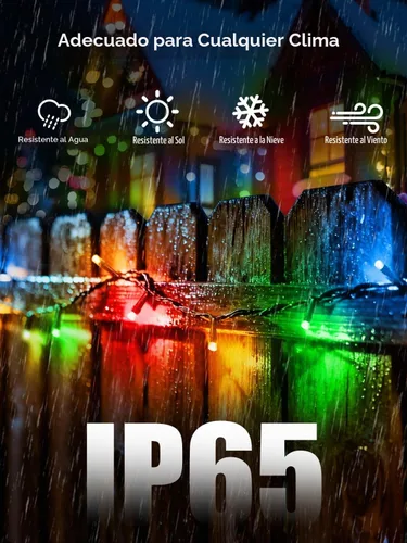 Vista 4 de ROOR Guirnalda de 1000 luces LED de 300 pies para exteriores, luces de árbol de Navidad multicolor con control remoto, 8 modos de luz de hadas