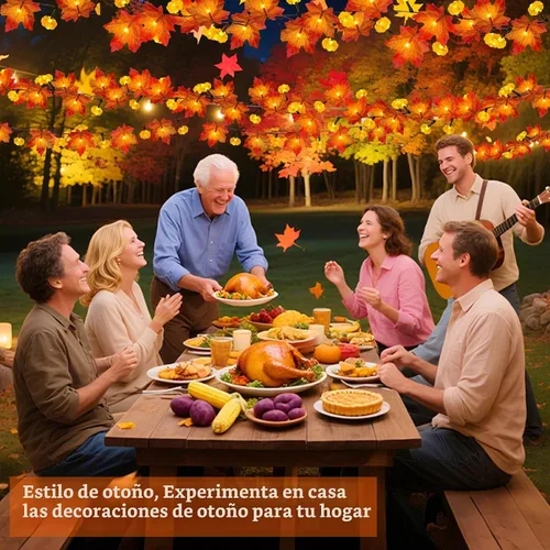 Vista 8 de Temporizador y paquete de 3 guirnaldas de otoño con luces de calabaza 60