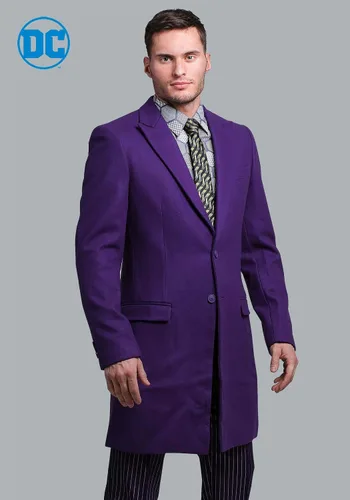 Vista 2 de THE JOKER Suit Overcoat Polyblend Button Closure Overcoat, Purple Joker Costume Overcoat for Men
