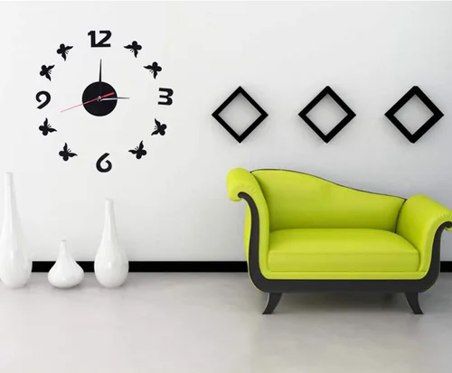 Vista 8 de Kit de reloj de pared grande sin marco, silencioso, sin tictac, 3D, moderno, con mariposas, para bricolaje, con número de espejo, calcomanías