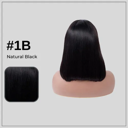 Vista 5 de ALHER Short Bob Wig Human Hair Small Cap Lace Front Wigs Straight, 13X4 Transparent Lace Frontal Wigs 180% Density for Women, Natural Color, Cap