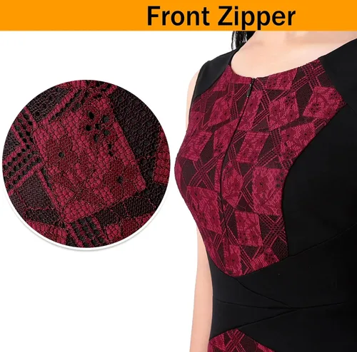 Vista 3 de VFSHOW Vestido ajustado con cremallera para mujer, para trabajo, negocios, oficina, cóctel, fiesta, vestido ajustado