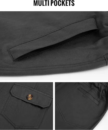 Vista 4 de Athlisan Pantalones cargo para mujer estilo casual cintura elástica pantalones de senderismo con bolsillos