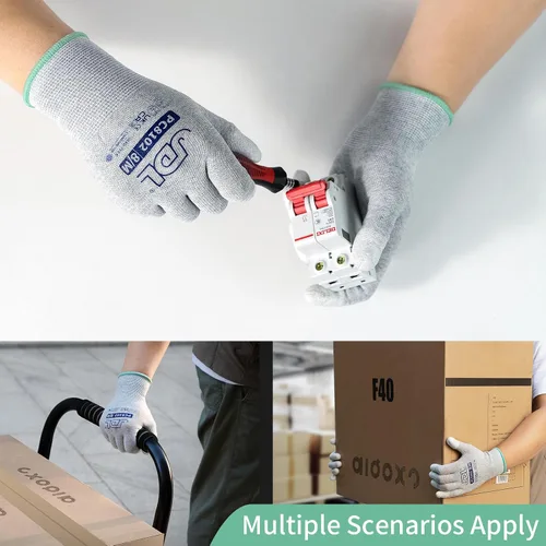 Vista 7 de JDL Guantes de trabajo ESD, guantes antiestáticos para construcción de PC, 6 pares, instalación y reparación de computadoras, guantes de fibra