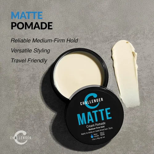 Vista 4 de Mate Styling Cream, Challenger Blue, Medium Firm Hold, La mejor pomada en crema para hombres, A base de agua, sutil aroma a limpio, apta