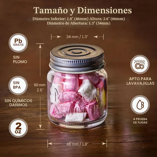 Vista 3 de Hayley Cherie - Frascos de vidrio pequeños con tapa, frascos pequeños para tragos, de 2 onzas, 8