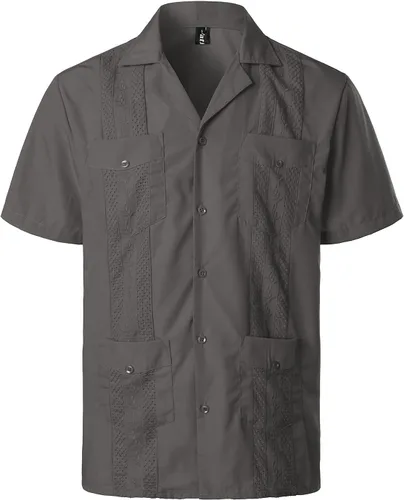 Vista 16 de VATPAVE - Camisas de manga corta con botones estilo guayabera cubana para hombre