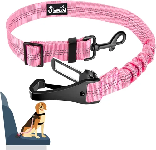 Vista 16 de SlowTon Cinturón de seguridad para perro, correa de cinturón de seguridad ajustable para perro, 2 en 1, cinturón de seguridad para perro
