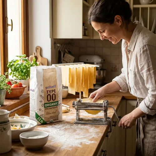 Vista 7 de POLSELLI Harina Orgánica, Tipo 00, 100% Grano Italiano, Harina Doble Cero, OO Extra Fina, 5 kg, 11 lbs, BIO, Pizza Napolitana Italiana, Pan, Pasta