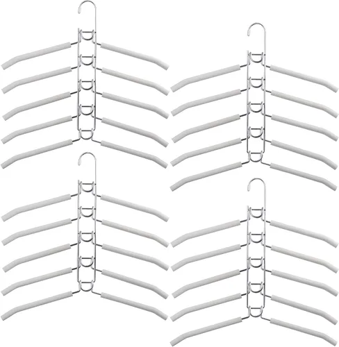 Vista 8 de Perchas de ropa que ahorran espacio: 2 paquetes 5 en 1 perchas multicapa antideslizantes de espuma acolchada resistente gruesa percha organizadores
