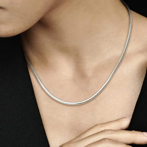Vista 8 de PANDORA Jewelry Moments - Collar de plata de ley con cadena de serpiente, Metal