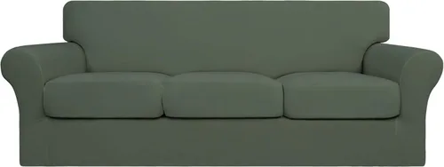 Vista 91 de Easy-Going Funda de sofá suave y elástica de 3 piezas para perros, funda de sofá lavable para sofá de 2 cojines separados, protector elástico
