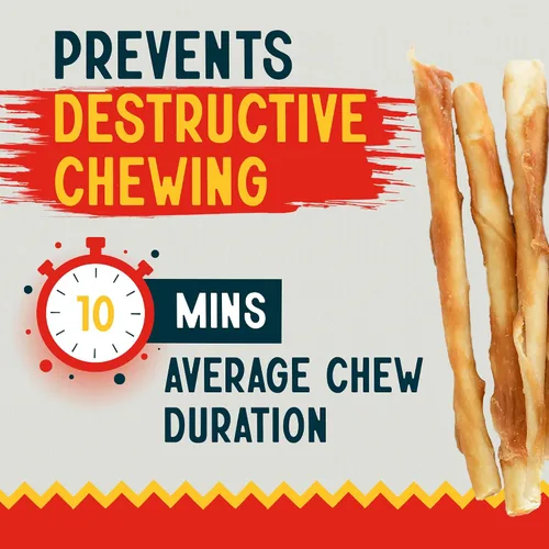 Vista 4 de Canine Chews Palitos recubiertos de pollo de 5 pulgadas, paquete de 45 golosinas de cuero crudo para perros de origen estadounidense, masticables