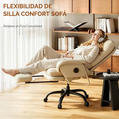 Vista 4 de Silla de oficina ergonómica FLEXISPOT con reposapiés, silla de escritorio de computadora de respaldo alto, silla de salón interior con ruedas