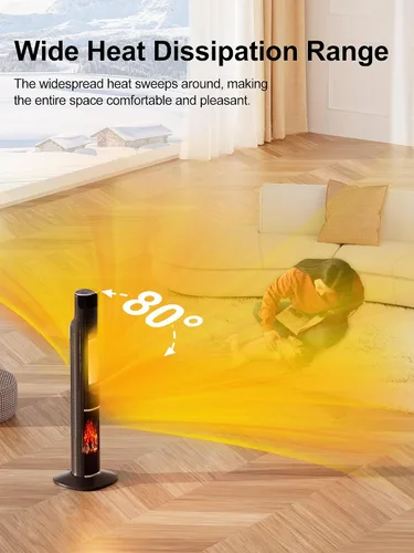 Vista 2 de Uthfy Calentador de espacio de 32 pulgadas para habitación grande, calentadores eléctricos portátiles de torre de 1500 W para uso en interiores