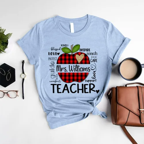 Vista 4 de NAZENTI Camisas personalizadas para profesores, regalos para profesores, camisa de regreso a la escuela, camisas para profesores preescolares