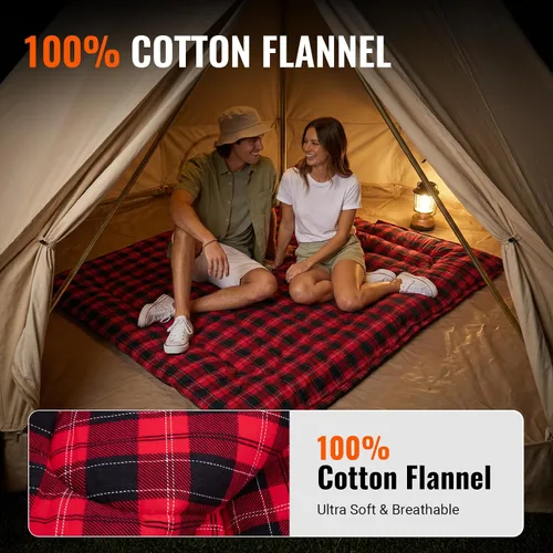 Vista 4 de KingCamp Sleeping Bag for Adults, Cold Weather & Warm XL Big and Tall Flannel Sleeping Bags with Compression Sack Portable Waterproof Essentials
