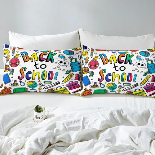 Vista 4 de Erosebridal Suministros para el regreso a clases, juego de sábanas de pintura de papelería de acuarela, sábanas de baloncesto, tamaño individual