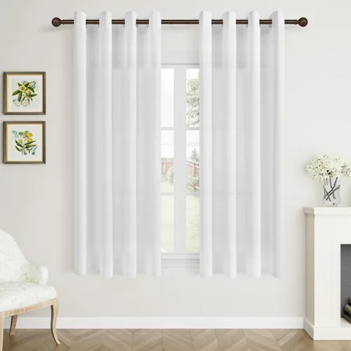 Vista 92 de Cortinas de lino negro para dormitorio y sala de estar de 84 pulgadas de largo, juego de 2 paneles, para habitación de niños, filtro de luz