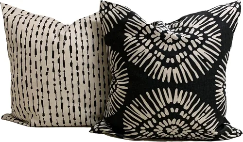 Vista 2 de Black Tan Pillow Covers, Black Throw Pillow Cover, Black Tan Throw Pillow Covers, Black Decorative Pillow Covers, 16x16, 20x20, 18x18, ALL SIZES