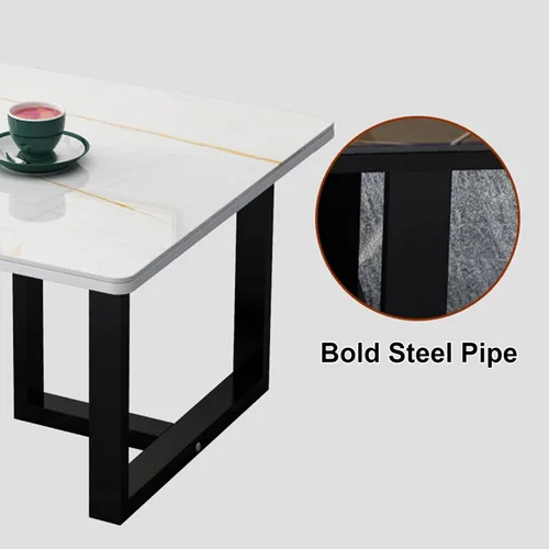 Vista 6 de Mesa auxiliar rectangular de mármol sintético, escritorio de vidrio templado y patas de metal, moderna mesa de té, mesa de té para sala de estar