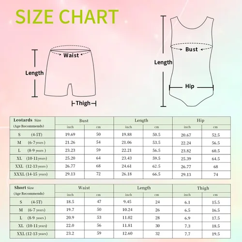Vista 3 de JOYSTREAM Leotardos de gimnasia para niñas con pantalones cortos brillantes para bailar ballet