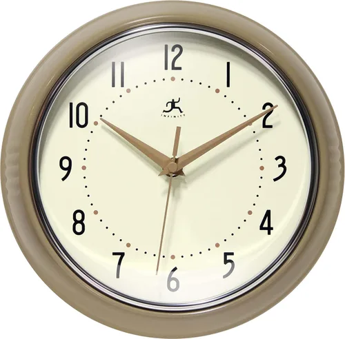 Vista 30 de Infinity Instruments Reloj de pared retro, reloj cuadrado de 9 pulgadas, silencioso sin tictac, moderno de mediados de siglo, reloj de cocina, reloj