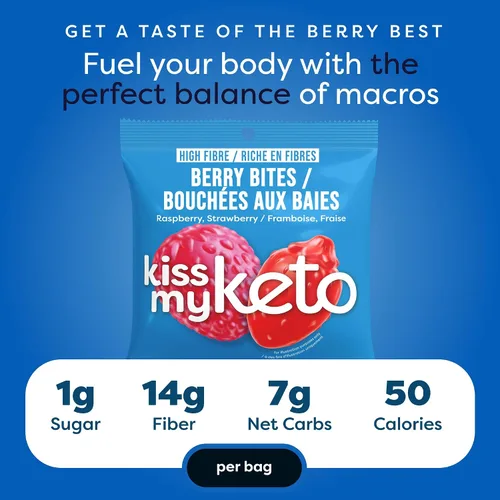 Vista 4 de Kiss My Keto Gomitas sin azúcar, mordeduras de bayas, paquete de 8 – Satisface los antojos mientras te mantienes en cetosis – Alto en fibra, 0.17 oz