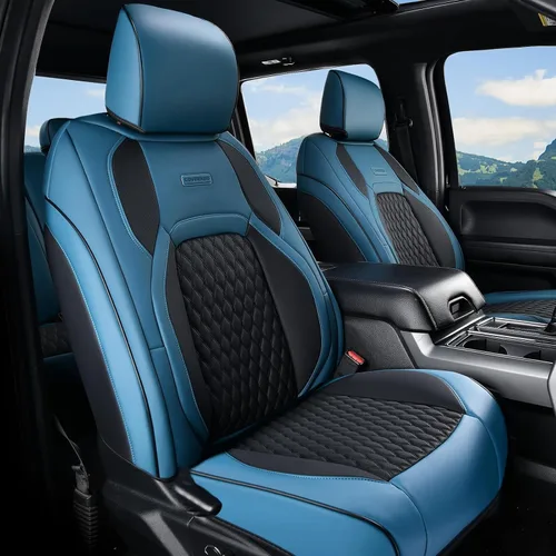 Vista 11 de Coverado Juego completo de fundas de asiento de ajuste personalizado para Chevy Silverado/GMC Sierra 2014-2018 1500, 2015-2019 2500HD 3500HD Negro