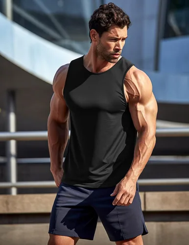 Vista 4 de COOFANDY Paquete de 3 camisetas sin mangas de entrenamiento para hombre, para gimnasio, culturismo, fitness, muscular, camisetas