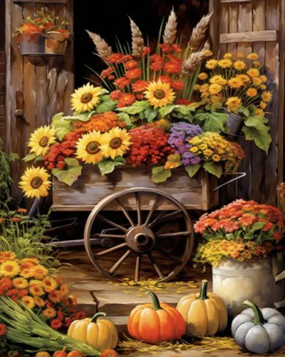 Vista 17 de Reloj de cocina de granja con limones, pintura al óleo por números, kit de pintura por números, lienzo de 16 x 20 pulgadas, pintura rústica, pintura