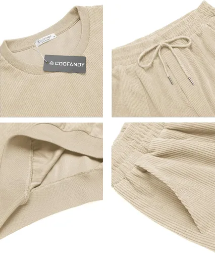 Vista 5 de COOFANDY Conjunto deportivo de 2 piezas para hombre, sudadera de manga larga, sin botones, para deportes, casual, fitness, trotar