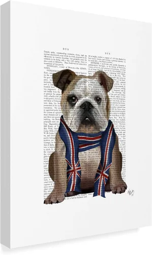 Vista 2 de Fab Funky, Bulldog inglés con bufanda en texto de Fab Funky, 31.9 x 46.5 in