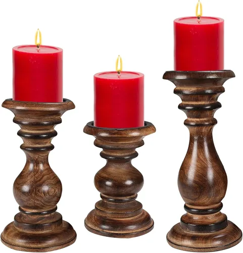 Vista 17 de pilares decorativos de madera para velas