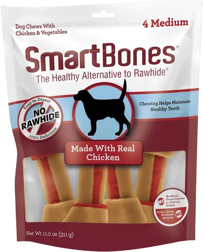 Vista 9 de SmartBones - Masticables medianos con carne de vacuno real, 4 unidades, sin piel cruda para perros