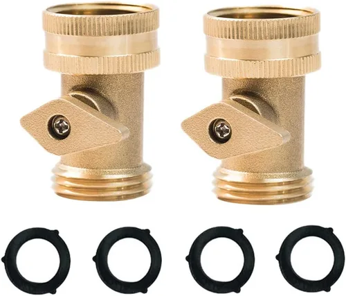 Vista 8 de HQMPC Válvula de Cierre de Latón para Trabajo Pesado Válvula de Cierre para Manguera de Jardín Conector de Manguera de Jardín (2 PIEZAS) +4