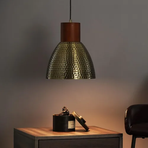 Vista 4 de ELYONA - Lámpara colgante vintage martillada, accesorios de iluminación colgante de 10.2 pulgadas, lámpara de barra de metal industrial, lámpara
