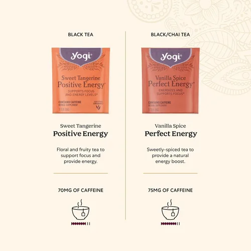 Vista 5 de Yogi Caja de muestra de energía de té orgánico (32 bolsas de té) – 8 tés negros y verdes energizantes – Contiene cafeína – Set de regalo y paquete