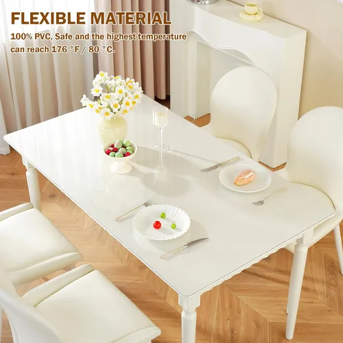 Vista 3 de Royhom Protector de mesa transparente de 14 x 24 pulgadas, cubierta de plástico de 0.059 in de grosor, impermeable, fácil de limpiar, protector