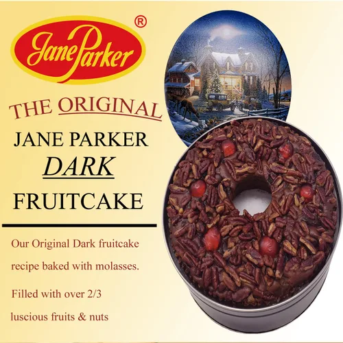 Vista 3 de Jane Parker Fruitcake Dark Fruit Cake - Anillo de 3 libras (48 onzas) en una lata coleccionable de vacaciones (los colores pueden variar)