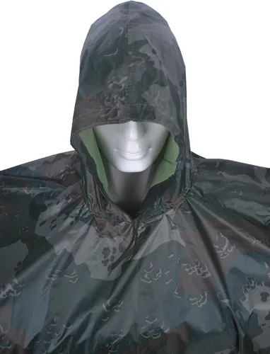 Vista 5 de LOOGU Poncho de lluvia impermeable con capucha, abrigo de lluvia multiusos de camuflaje para caza, camping, senderismo