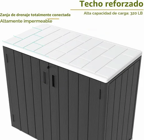 Vista 7 de ZZM Cobertizo de almacenamiento al aire libre de 37 pies cúbicos con piso, cobertizos de resina de doble pared HDPE, cobertizo de almacenamiento