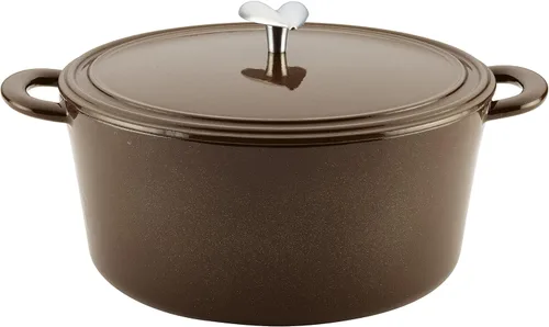 Vista 20 de Ayesha Curry Kitchenware - Sartén de hierro fundido esmaltado con mango auxiliar y boquillas de vertido, 12 pulgadas, color azul ancla